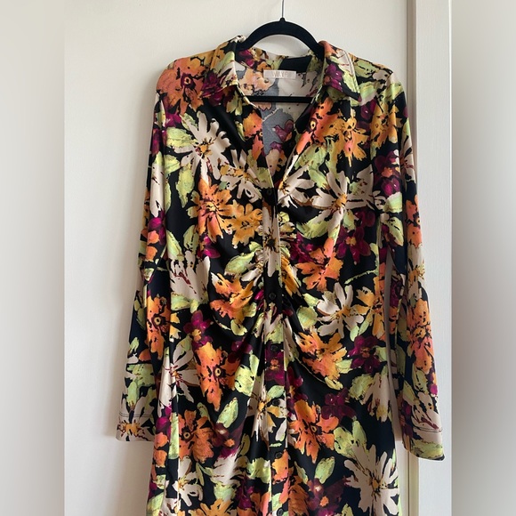 WAYF JENNIFER RUCHED LONG SLEEVE SHIRTDRESS - Picture 3 of 5